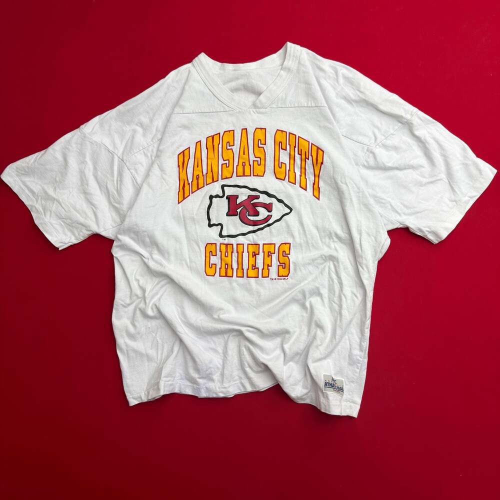 Vintage Kansas City Chiefs Bike Authentic Shirt Men XL White RED 90s NFL Patrick